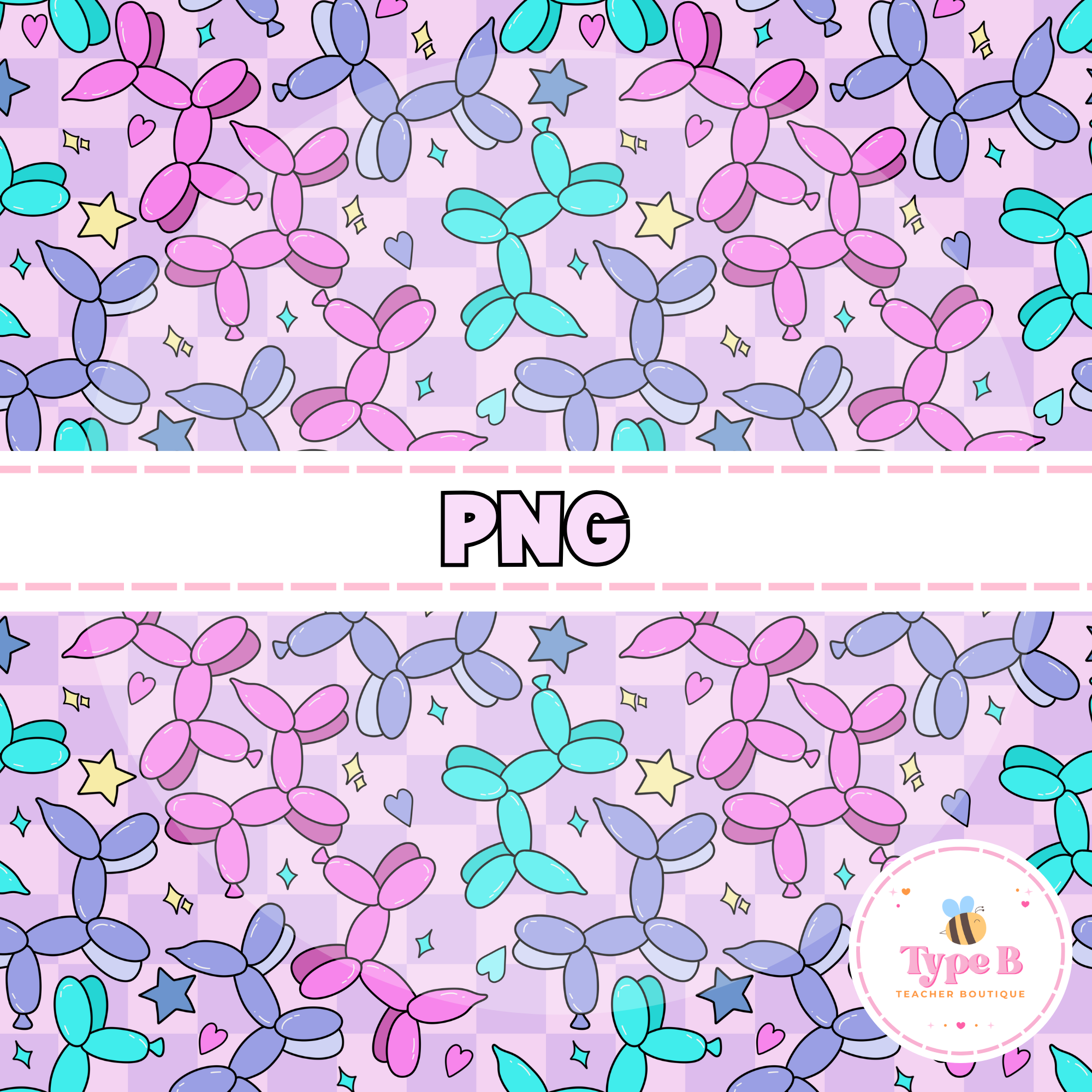 Balloon Dog Seamless Pattern: Digital Paper Cute Digital Paper Seamless Design 300 DPI (Instant Download)
