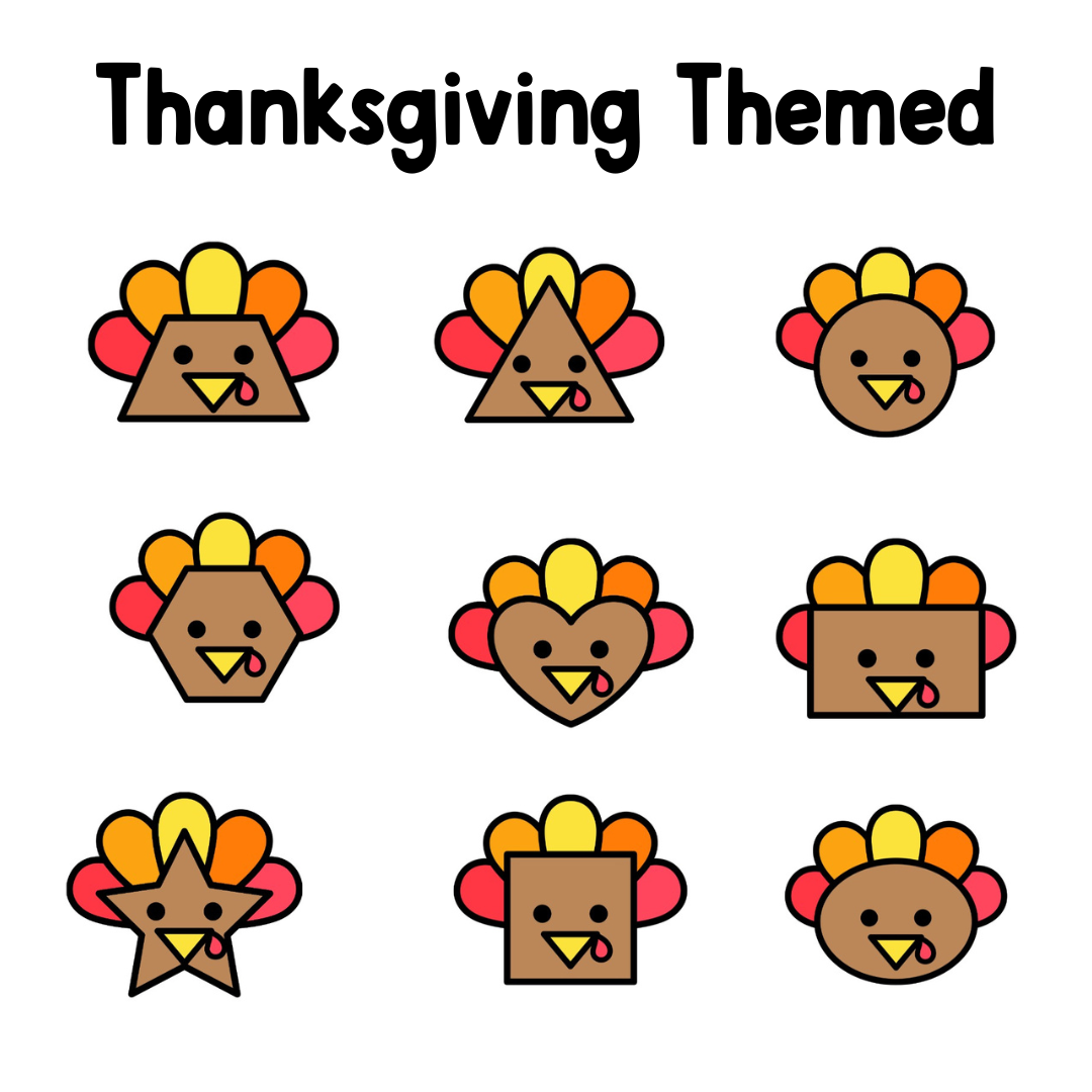 Adapted Books 2D Shapes Thanksgiving Themed