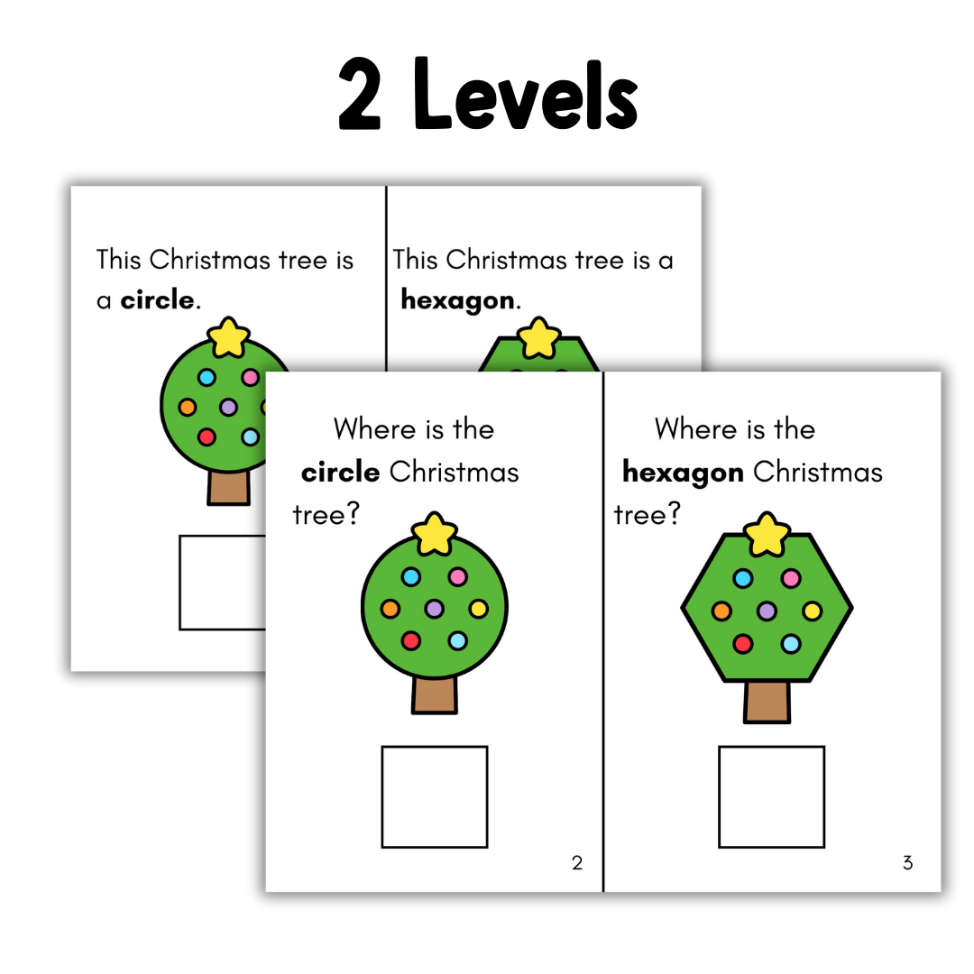 Christmas 2D Shapes Adapted Book & File Folder Activity Matching Shapes