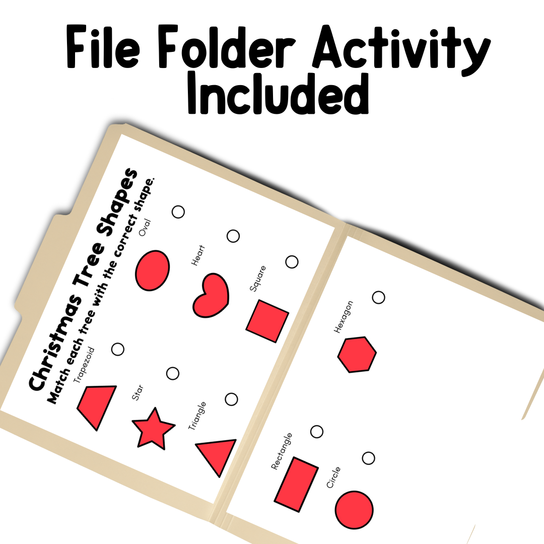 Christmas 2D Shapes Adapted Book & File Folder Activity Matching Shapes