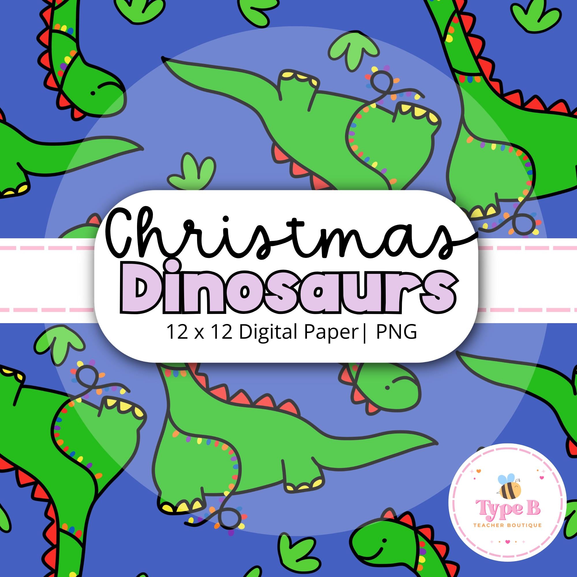 Christmas Seamless Paper Christmas Dinosaur Seamless Digital Paper Cute Digital Paper Seamless Design 300 DPI (Instant Download)